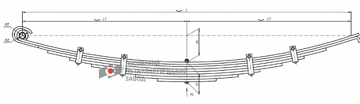 Передняя рессора для автомобилей производства ПАО "Камаз" 6350 8-листовая