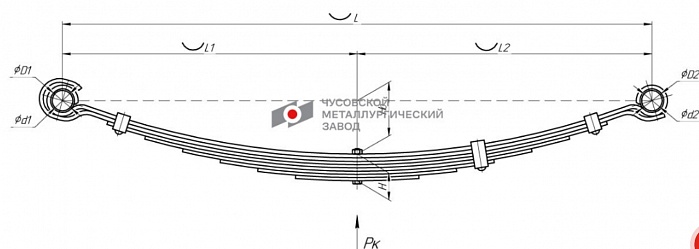 Передняя рессора УАЗ 469, 3151 (31512, 31514, 31519) 8-листовая