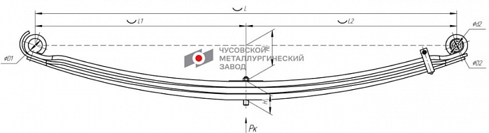 Передняя рессора второго моста Iveco Eurotrakker 3-листовая
